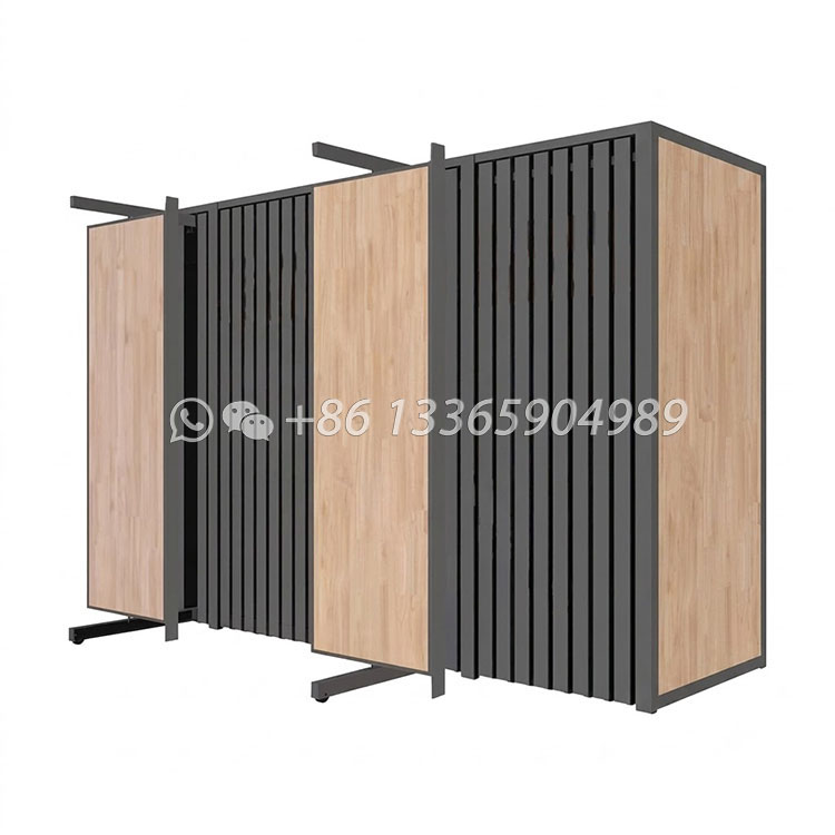 Customiz Flooring Display Racks For Sale Sliding Rotatable Metal Rack Wooden Vinyl Flooring Display Showroom