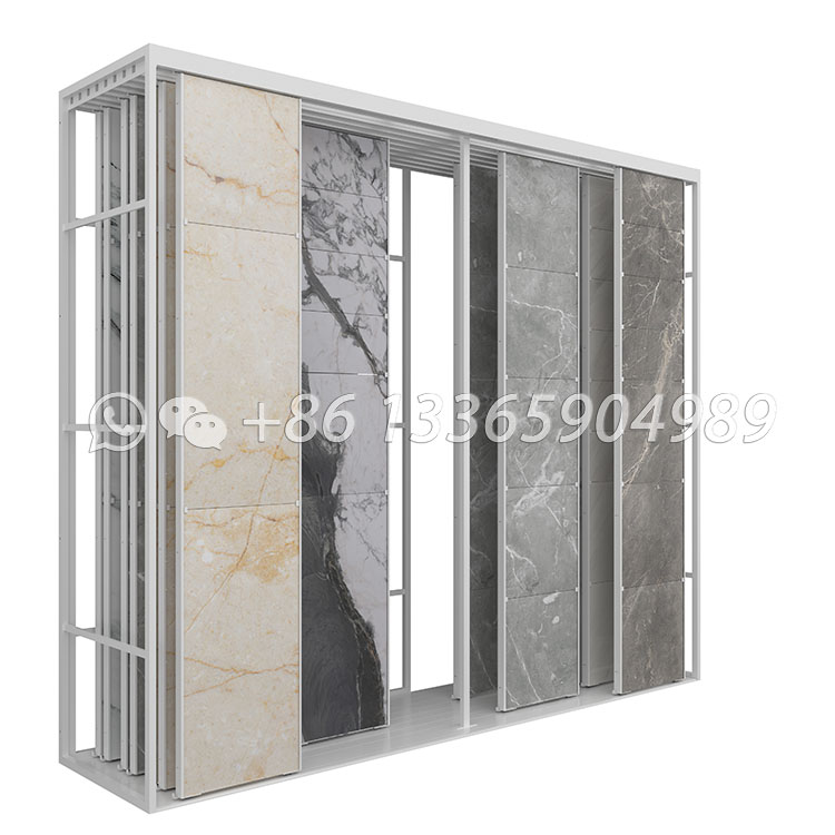 large porcelain tiles push-pull display stand