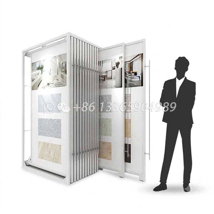 Tile display rack 2022 new style sliding quartz shelf granite marble stone sample display rack supplier