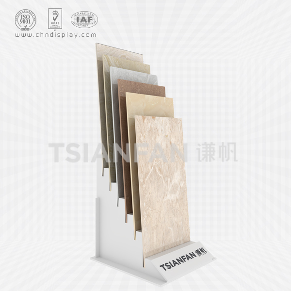 high quality floor-inclined 6-row insert small printable logo simple tile display rack