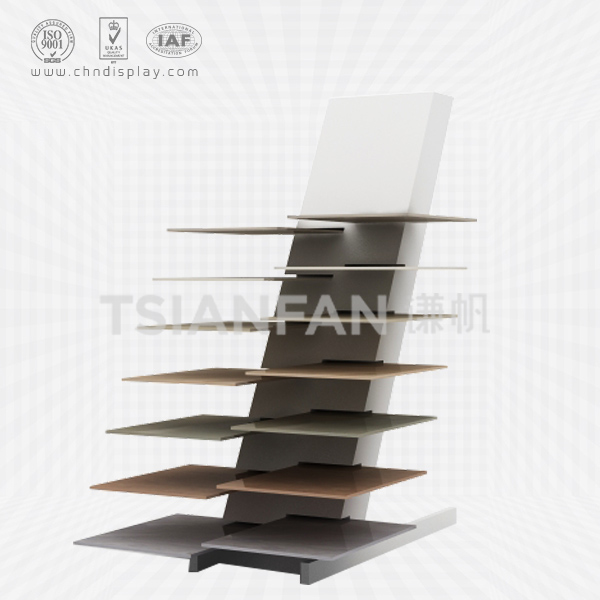 hot manufacture tile landing small double-row embedded simple display rack e2140