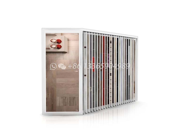 sliding tile display unit for tile wall tile display