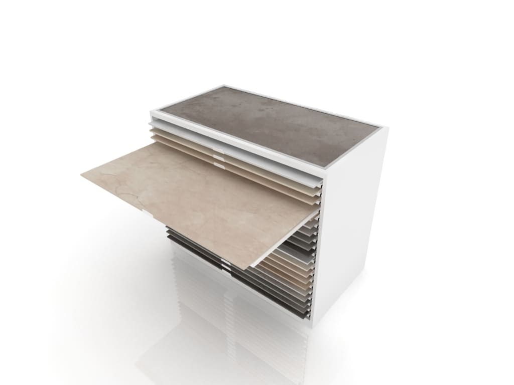 ceramic tile drawer unit display rack