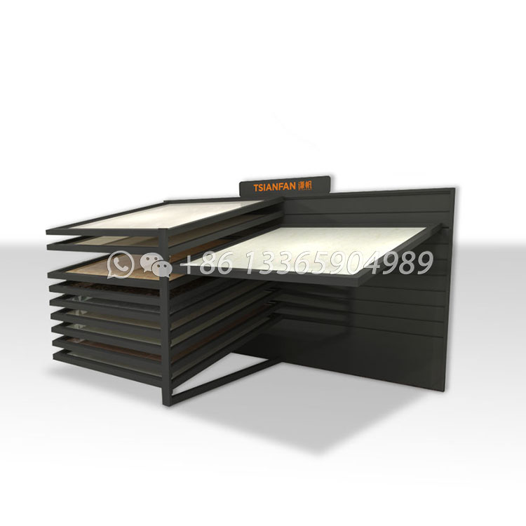 Reclining tile display rack for stone / ceramic / mosaic / wood floor tile