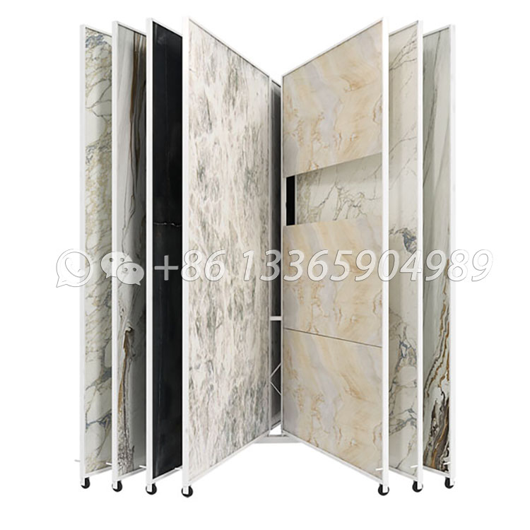 custom size page turning foldable frame sliding ceramic tile display stand cf104