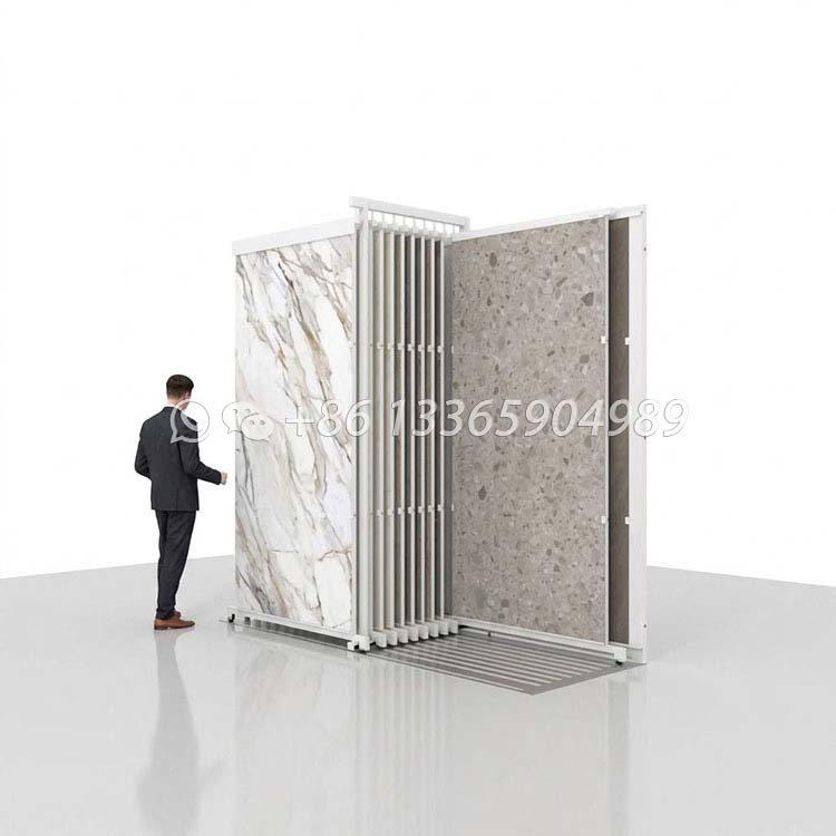 hot selling large slab ceramic tile sliding display stand