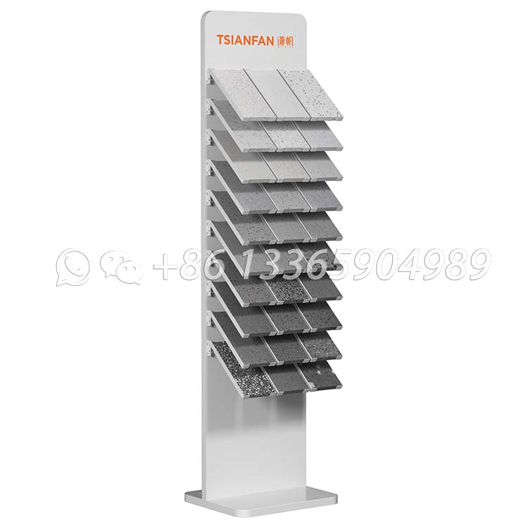 Contemporary quartz stone exhibit shelves outdoor display tower granite sample -SRL046
