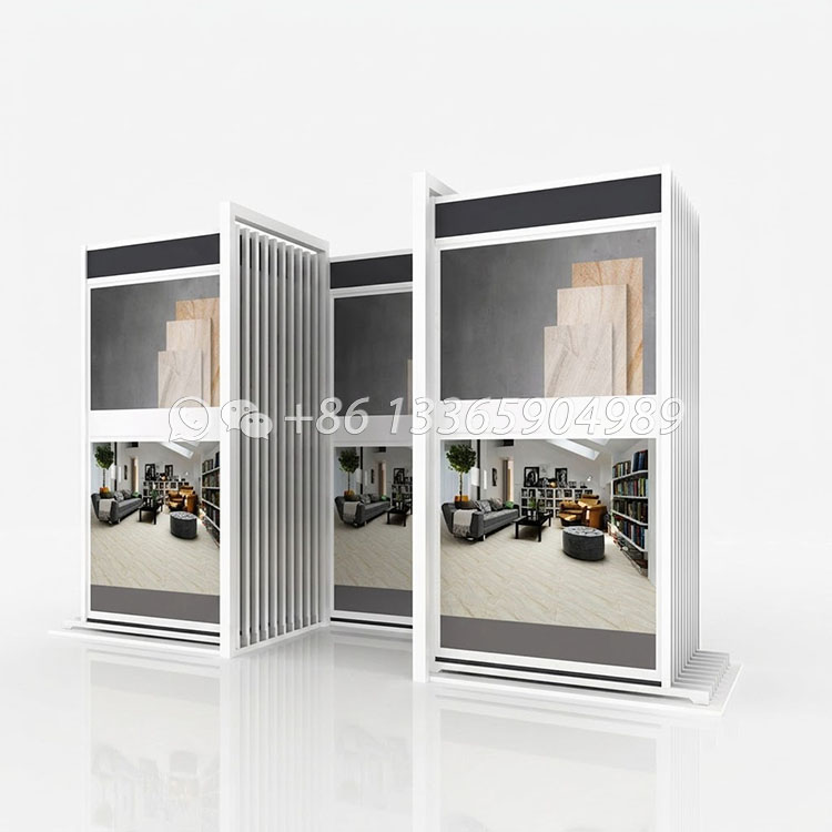 hot manufacture tile double row push in frameless push pull display rack-ct2140