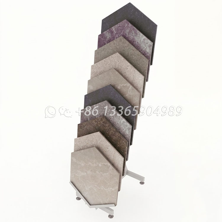 hexagonal ceramic tile sample metal display rack-e040