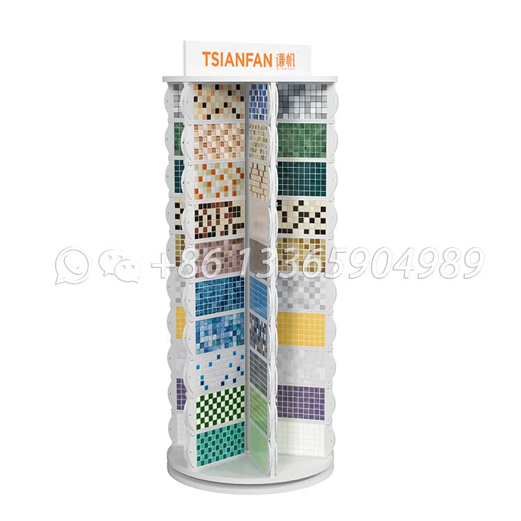 Black bracket mosaic tile display rotating floor-standing display rack-MM017
