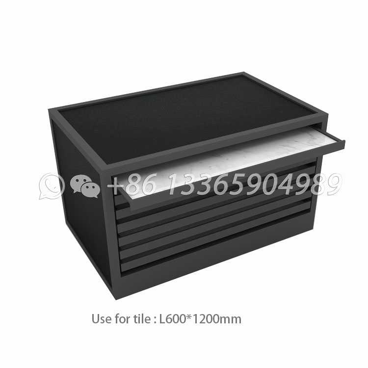 black granite tile sliding display cabinet rack