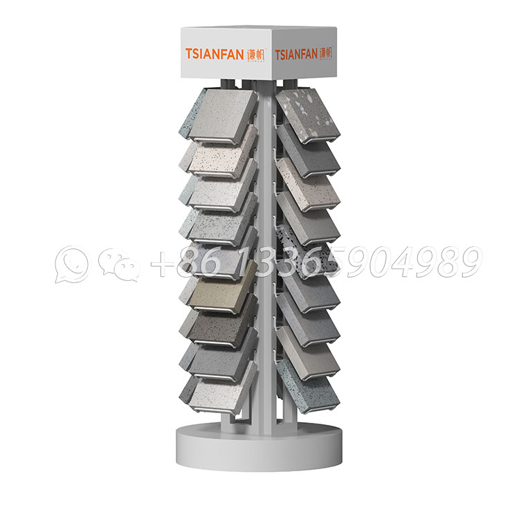 2026New design logo printing marble stone natural stone sample rotating display stand srt3014