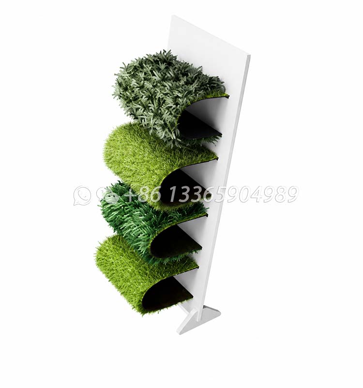 White outdoor rack artificial turf sample custom display rack-SZP003