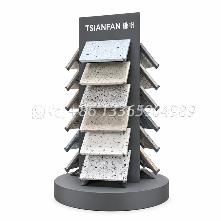 Countertop quartz stone display rack for sale waterfall tiles show tower-SRT013