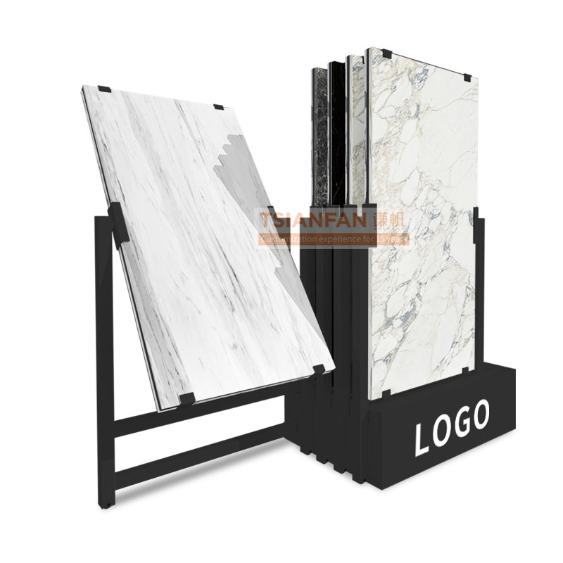 Customization size sintered stone samples displaying 360 degree flip metals flooring tiles towers stone display rack