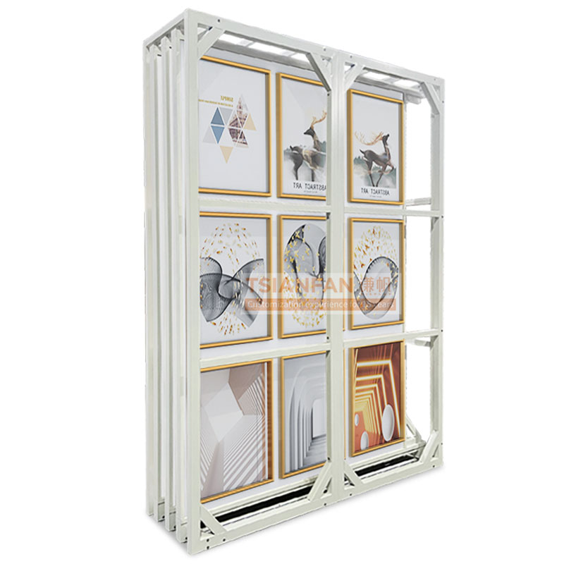 Marble granite painting pull-out quartz stones ceramic stand rock showroom art painting display rack Factory