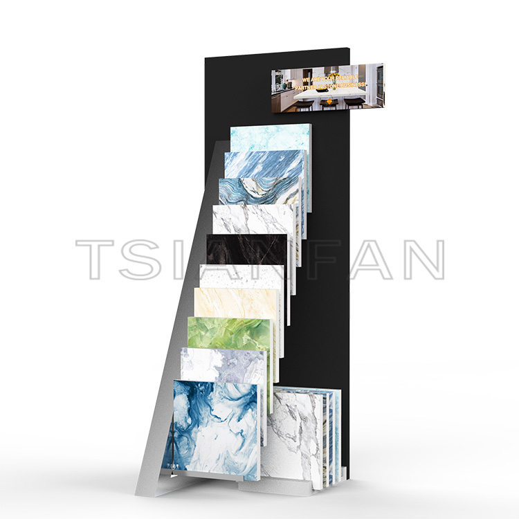 Showroom Artificial Stone Waterfall Floor Metal Shelf Manufacturer-SG1017