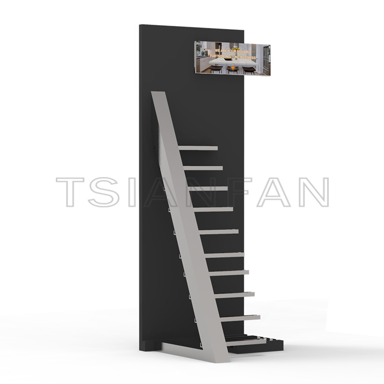 Showroom Artificial Stone Waterfall Floor Metal Shelf Manufacturer-SG1017