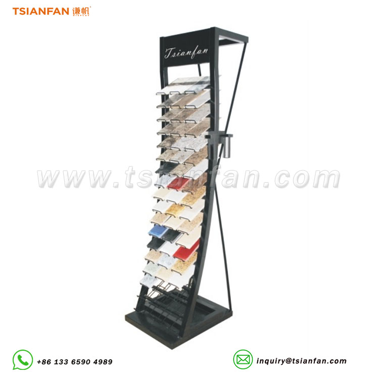 arc type metal quartz stone display rack-srl041