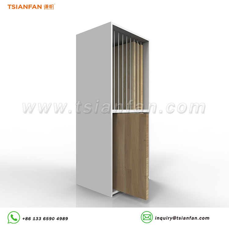 adjustable wooden tiles display cabinet for sale