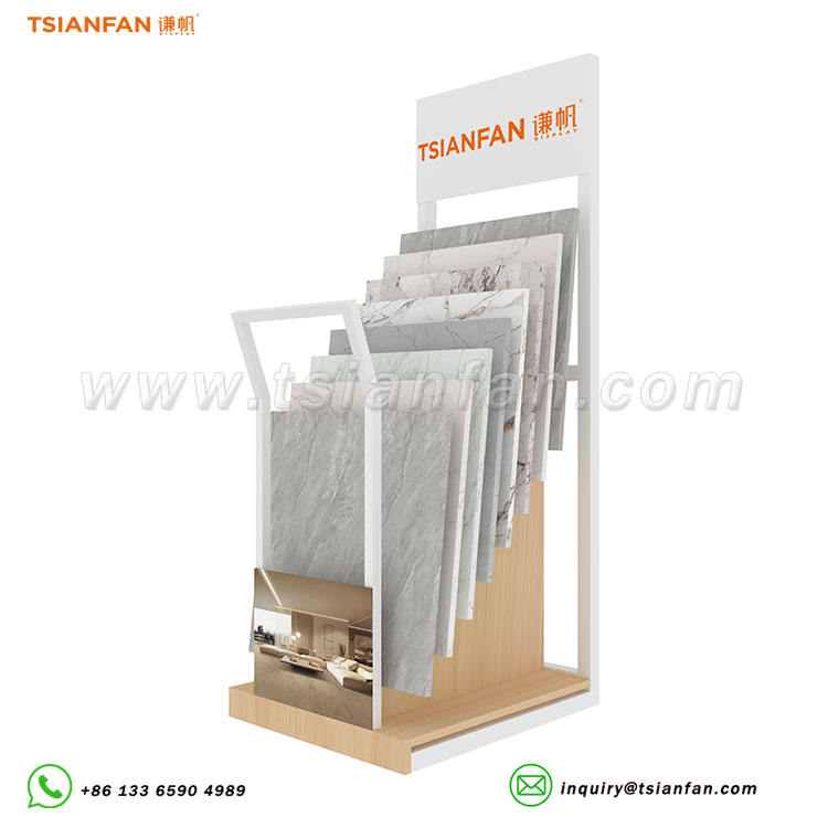 Simple black iron tile display stand for showroom use-SRL955