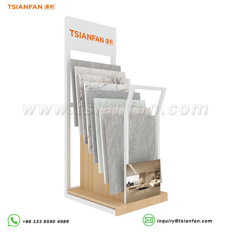 Simple black iron tile display stand for showroom use-SRL955