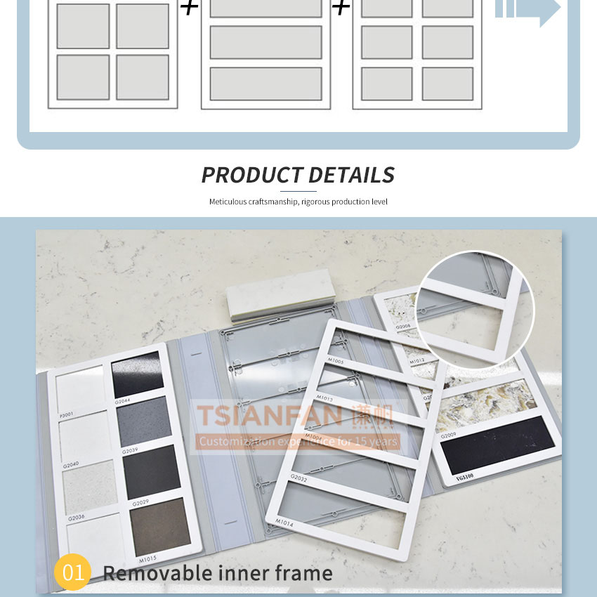 Quartz Stone Mosaic Tile Sample Binder Folder Displays