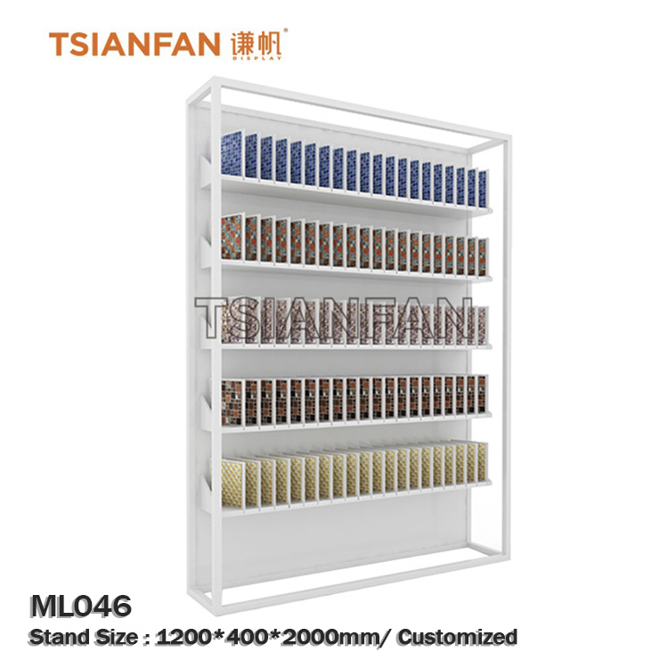 Fashion custom mosaic hanging display rack trapezoidal display cabinet-ML044