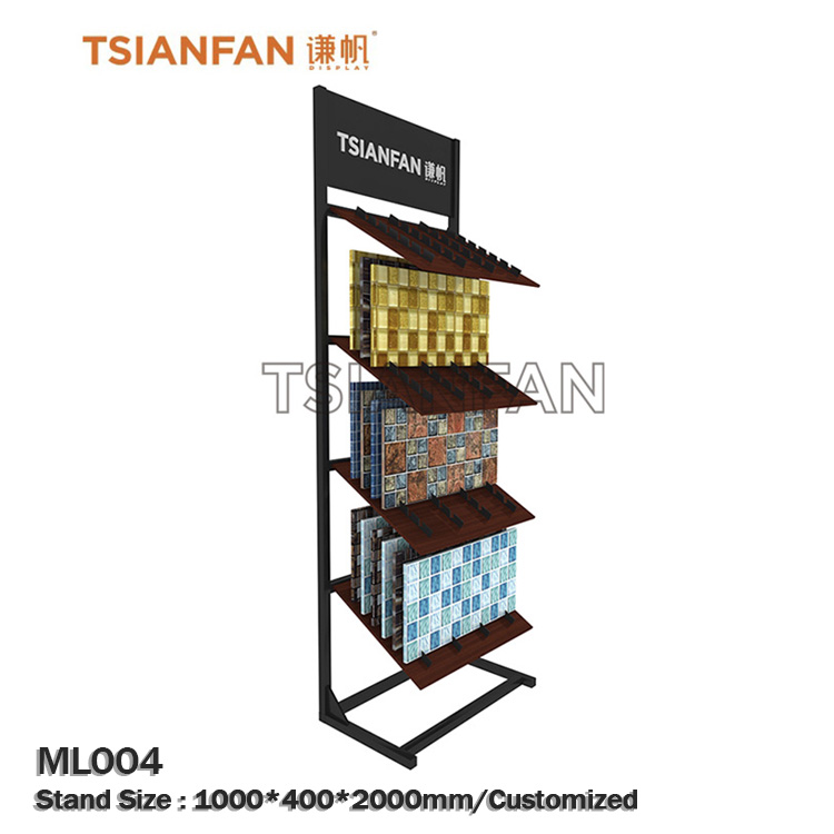 Custom Mosaic tile sample stone double sided metal display rack-ML054