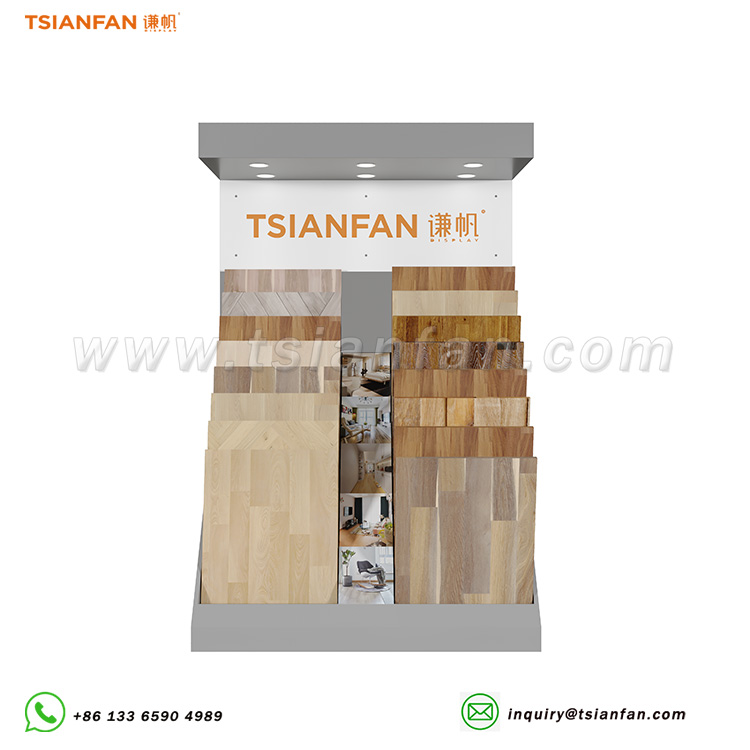 Wooden Floor Stand LED Light Waterfall Stand Floor Standing Display Stand-E050