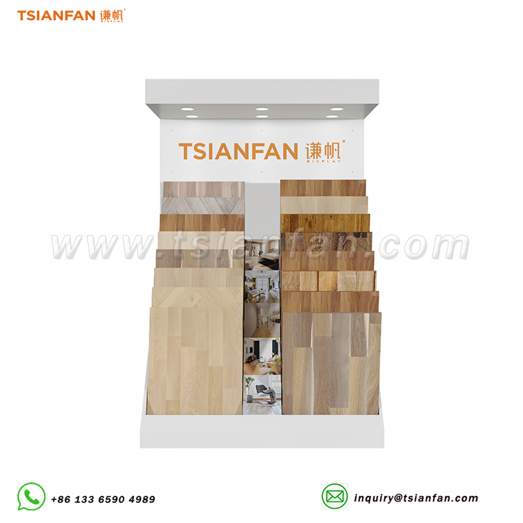 Wooden Floor Stand LED Light Waterfall Stand Floor Standing Display Stand-E050 - Image 3