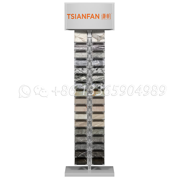 The exhibition hall displays stone sample marble quartz stone tile display floor stand SRL015 - Image 5