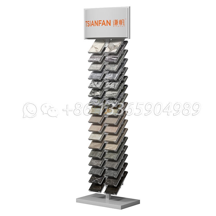 The exhibition hall displays stone sample marble quartz stone tile display floor stand SRL015 - Image 3