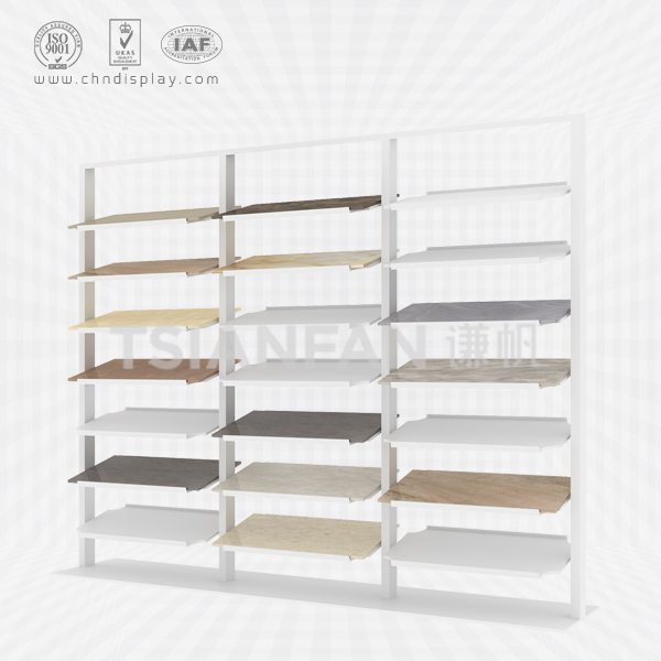 Three rows of wooden tile display rack-e2131