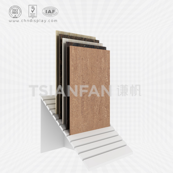 hot wholesale landing mdf material tilt 12 row 450×900 simple tile display rack e2056
