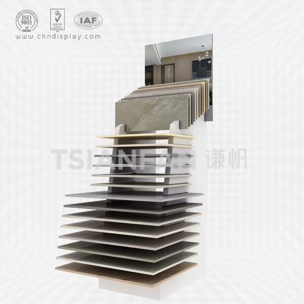fashionable multi-format floor type medium tile display rack e2064