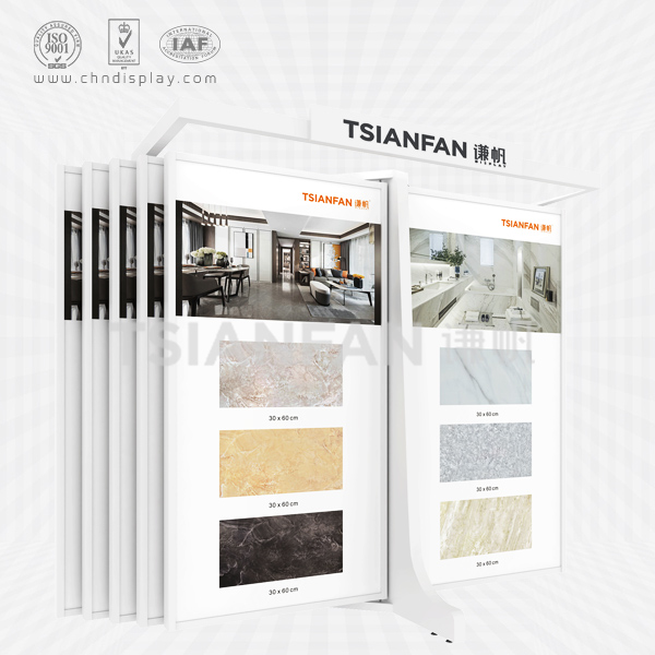 manufacture tile type floor printable logo double row 10 page flip display cf2058