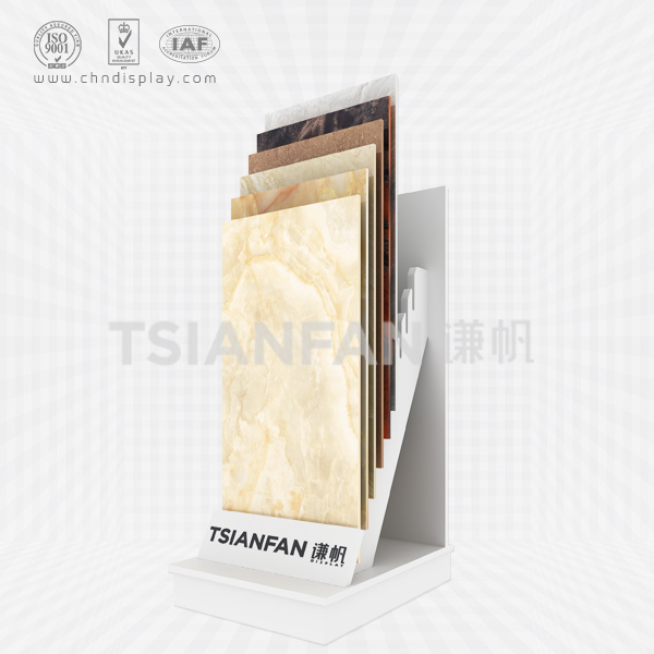 hot sale small ceramic tile landing pearl printable logo simple display rack e2136