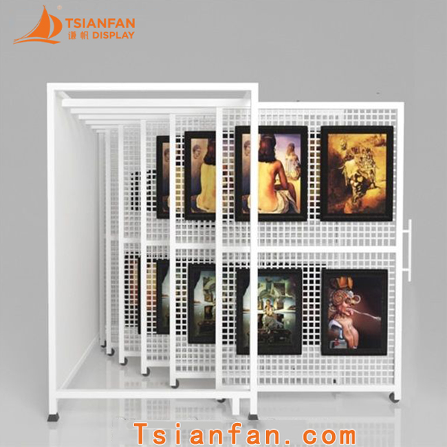 wall mounted art rack wire mesh display rack-sw054