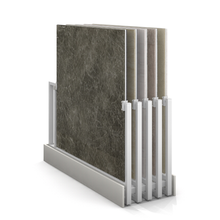 push-pull ceramic tile display stand, can put 5-10 tiles, 360 degree flip shelf