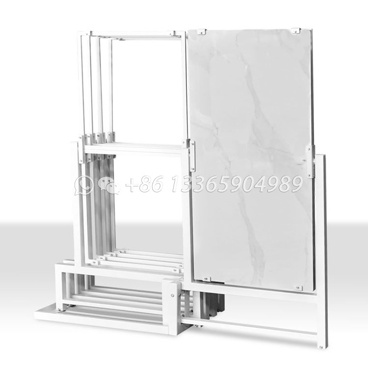 Push-pull sliding rotating ceramic tile display rack floor metal display stand