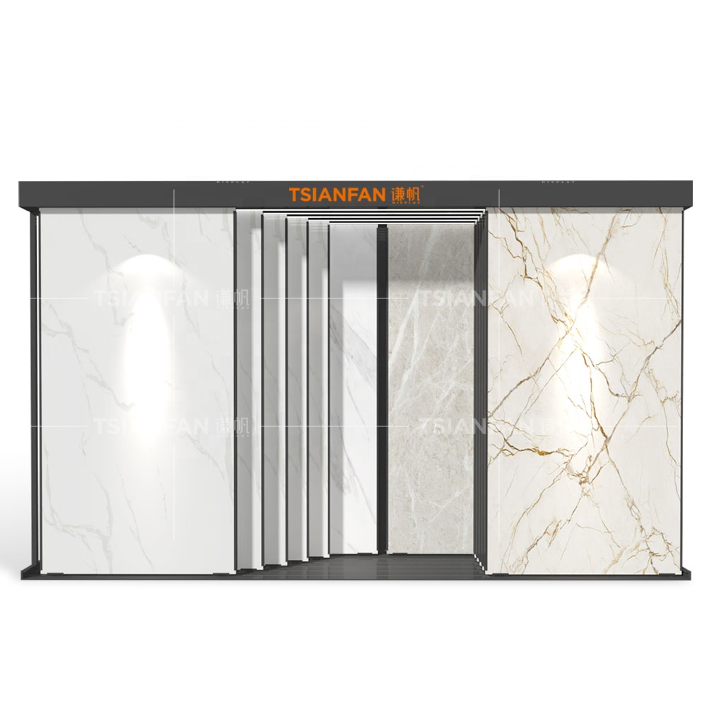 Sliding tile stone showroom rack