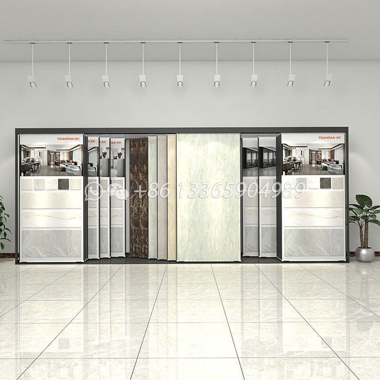 sliding large size ceramic tile display rack showroom