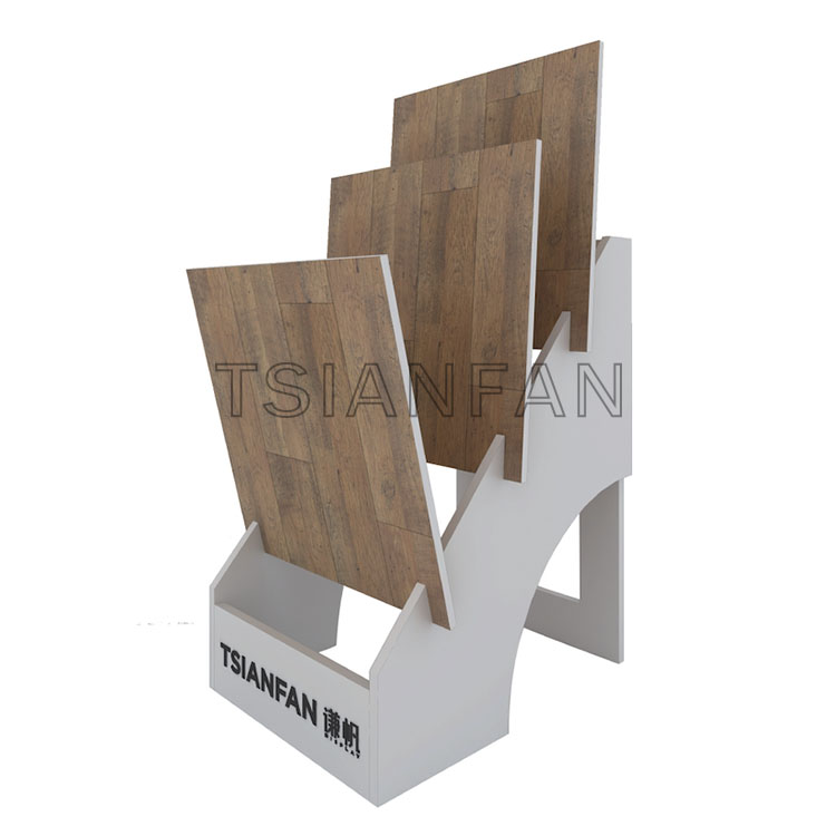 vinyl flooring wood display stand with wire rack for tiles-we040