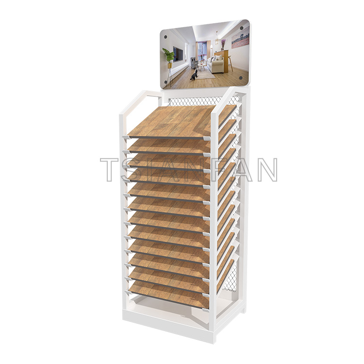 customized wood floor wire rack tile showroom display-WL1009