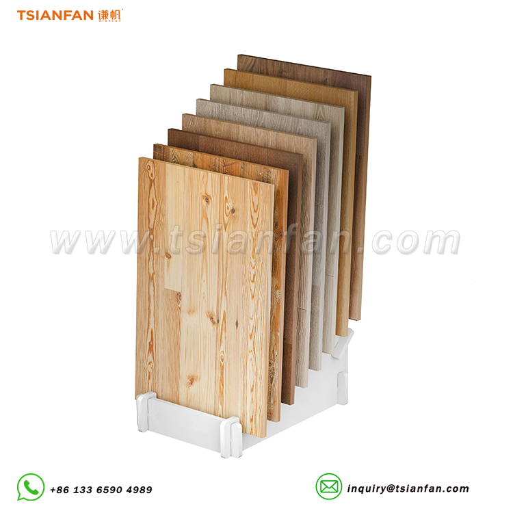 Brown Hardwood Flooring Display Rack Indoor Showroom Show Design