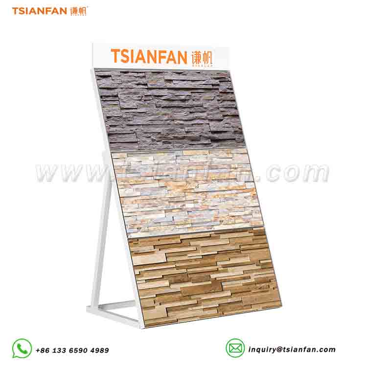 inclined natural stone display rack triangular display stand-SW057