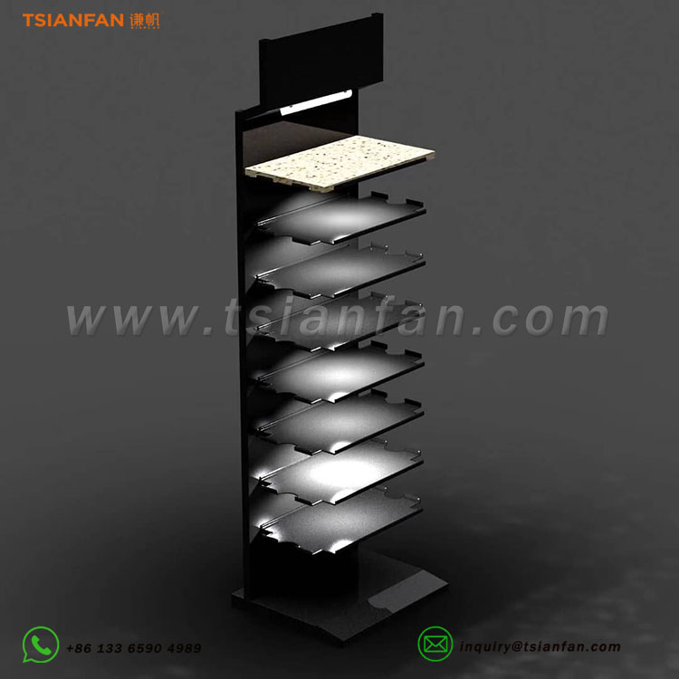 high-end fashion marble granite display stand rack with lighting sw108