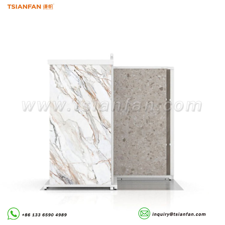 hot selling large slab ceramic tile sliding display stand