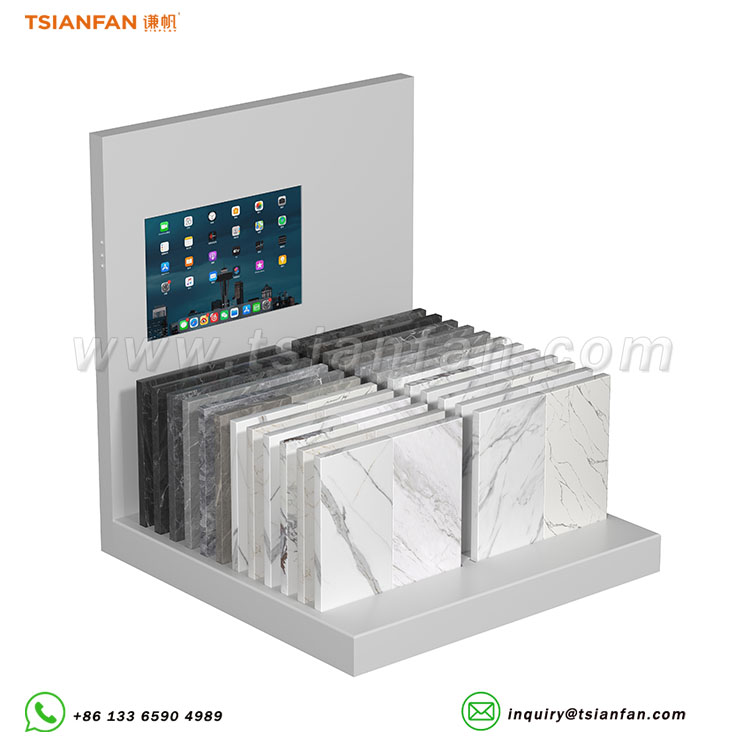 stone display stand with screen digital screen displays-SRT138